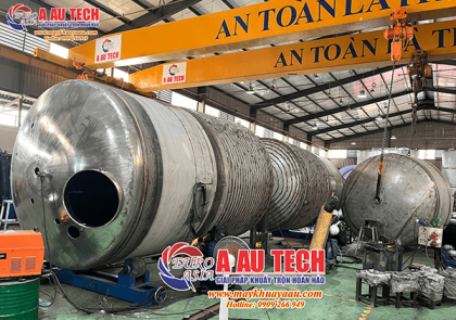 Quá trình gia công bồn khuấy tại xưởng Á Âu