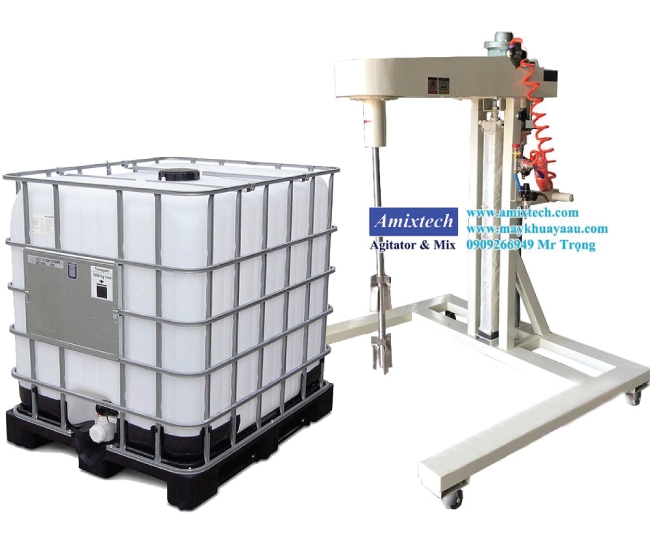 Máy khuấy keo khí nén thùng ibc 1000 lít Amix-KK01