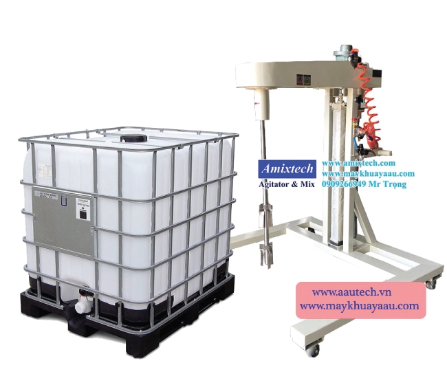 Máy khuấy thùng ibc 1000 lít nâng hạ bằng khí nén Amix-10