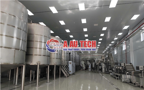 dây chuyền bồn chứa thực phẩm kèm đường ống và bơm inox