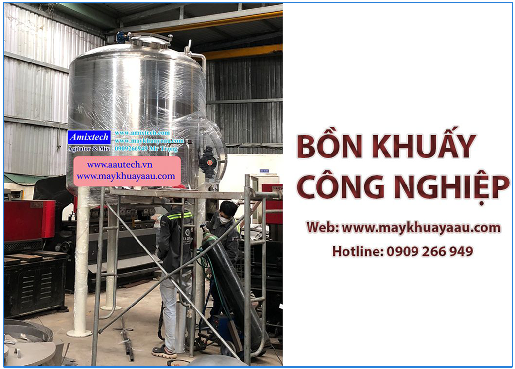 bồn khuấy hóa chất khí nén 2000 lít