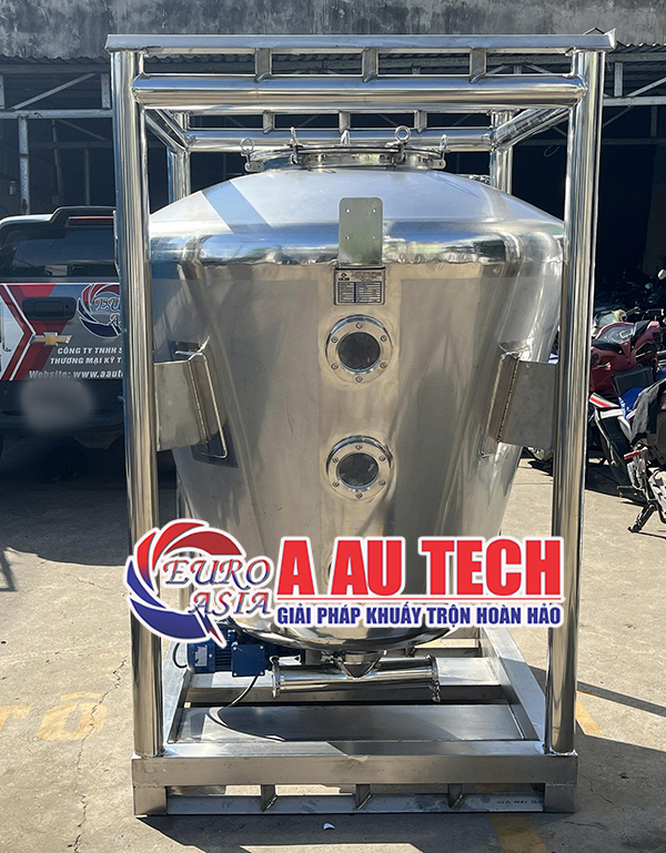 bồn khuấy bột 1000 lít motor khuấy dưới đáy bồn