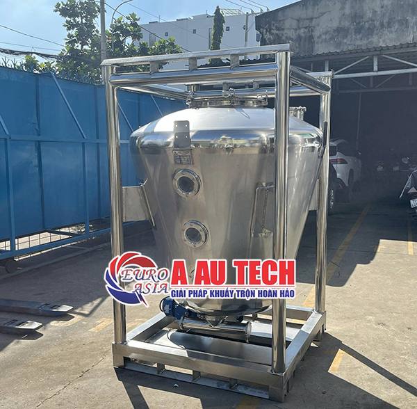 bồn trộn bột khô 1000 lít motor khuấy dưới đáy bồn