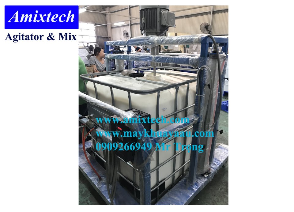 Máy khuấy hóa chất thùng ibc  1000 lít