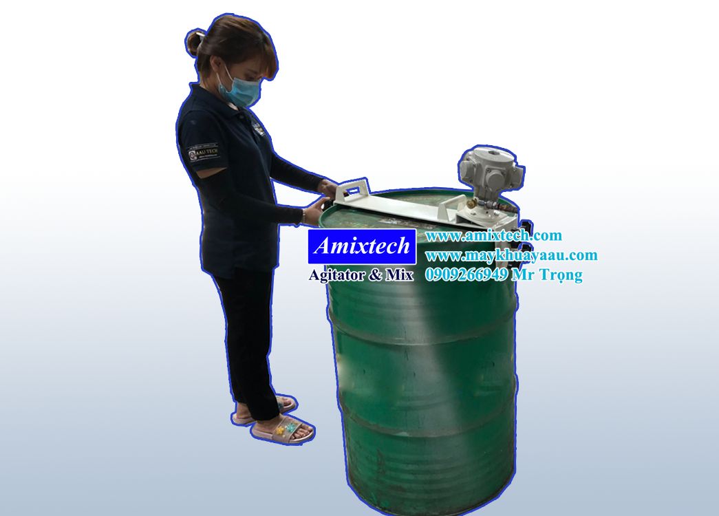 máy khuấy khí nén gá phuy sắt 200 lít