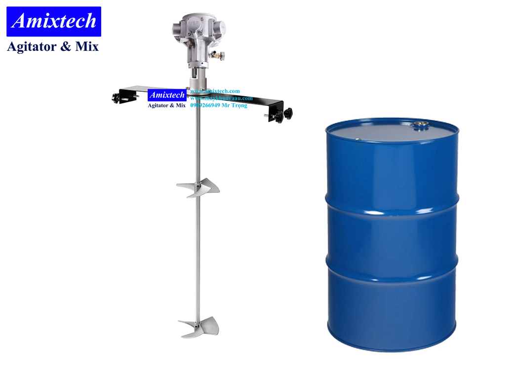 máy khuấy khí nén gá thùng phuy 200 lít Amix-K04