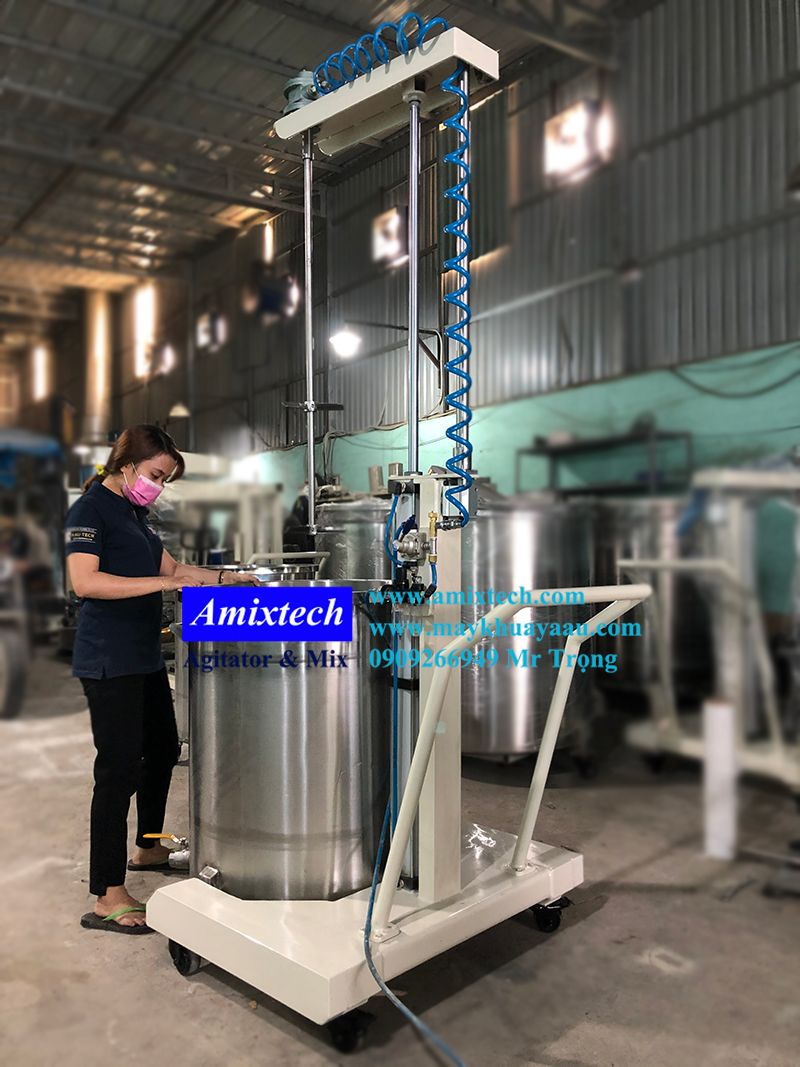 máy khuấy nâng hạ khí nén 200 lít
