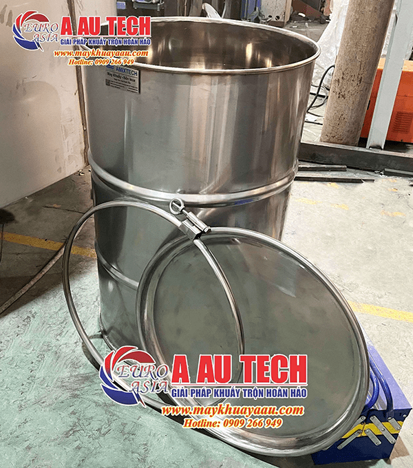 thùng phuy inox nắp hở có khóa gài