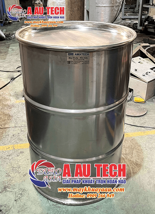 thùng phuy inox 200 lít nắp hở có khóa gài